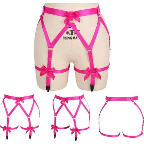 Waist Harness Garter Belt Hot Pink Suspender Stockings Bondage Leg Strappy Punk Gothic Adjust Elastic Sexy Lingerie Night Club
