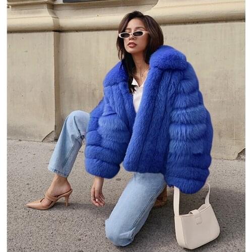Fluffy Faux Fox Fur Coat Fake Fur Jacket 2020 Winter Warm Women patchwork Jacket Outerwear Female Lapel Collar Waist coats F2318