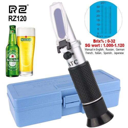 RZ Refractometer Beer Brix Wort Sugar Alcohol Meter 0~30%1.000~1.120 SG Specific Gravity Handheld Tool Hydrometer Tester