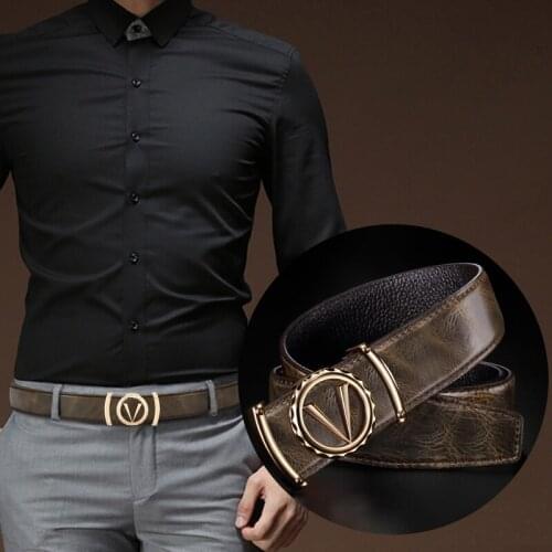 New Designer Mens Luxury Belt Genuine Leather Alloy V Buckle Waist Classic Exquisite Belts High quality fashion Ceinture Homme