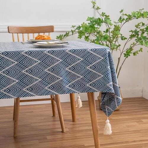 135x260cm Luxurious Tablecloth Cover Rectangle Table Cover Navy Blue Piano Cover Home Party Decor Tassel Table Cloth Quality D30