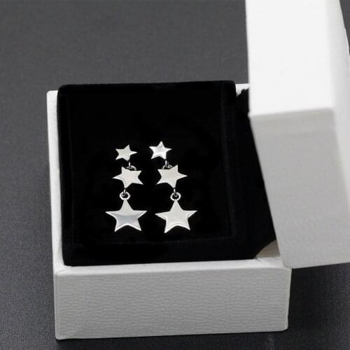 Stars Earrings 925 Sterling Silver Five Stars Earrings Korean Trendy Jewelry for Women Girls Wedding Valentines Day Gift