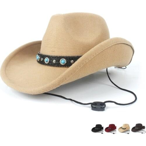 2019 4 color Women Men Wool Hollow Western Cowboy Hat Wide Brim Gentleman Outblack Sombrero Hombre Jazz Cap fedora hat
