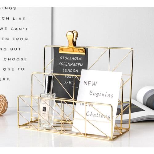 Nordic style Rose Gold Iron Grid Storage Rack Wall Hanging Shelf Home Organizer Decoration For Book Magazine Livingroom Bedroom