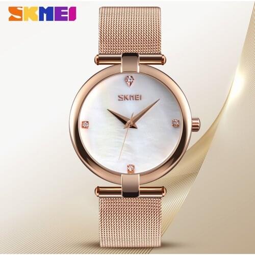 SKMEI 9177 Fashion Luxury Ladies Watch Quartz Watches Waterproof Stainless Steel Band Women Quartz Wristwatch Reloj Femenino