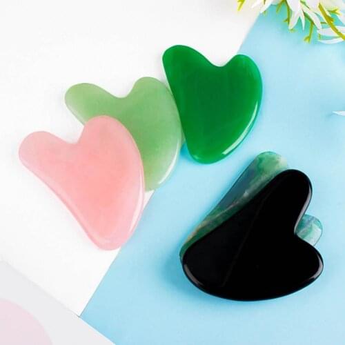 Faux Jade Face Massage Scraper Board Guasha Supplies Heart-Shaped Body Massage for Body Face Neck Skin Lifting Wrinkle Remover