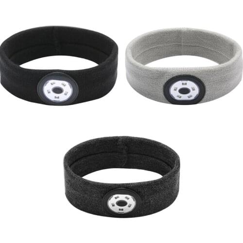 Sports Headband Night Running 3 Light Modes LED Light Sweatband Elastic Breathable Night Run Sports Sweat Band