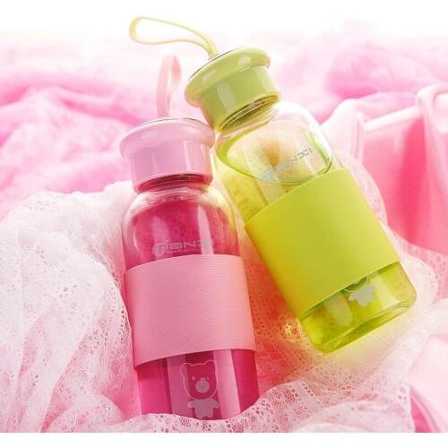 Tianxi Glass Cup Portable Korean Female Student Tea Cup Creative Clear with Cover Korean Style Cute Portable Cup