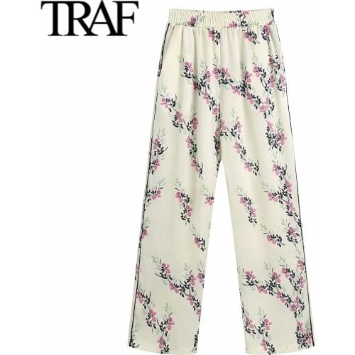 Traf Spring Autumn Women Clothing Korean Fashion Loose Wide Leg Pants Vintage Full Length Trousers Ulzzang High Waisted Pants