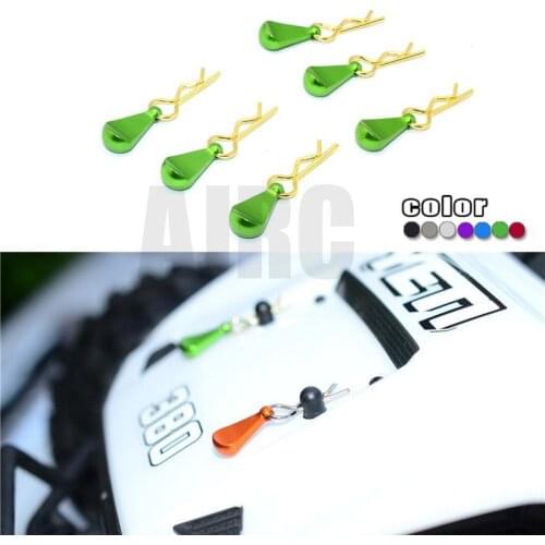 TRAXXAS TRX-4 SCX10 AXIAL D90 D110 Tamiya 1/10 1/8 Universal Model Car Drop Shape Aluminum Alloy Shell Clip R-shaped Clip 6pcs