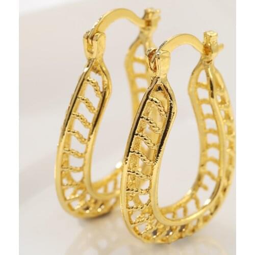 Vintage hollow geometric hoop earring for women gold color geometric hoop earrings gifts for women