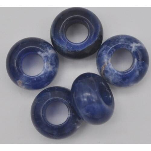 14MM Brazilian Sodalite Big Hole Loose Beads Charms Fit Charms Jewelry For Woman Gift Bracelet Findings (5 pcs/lot) H168
