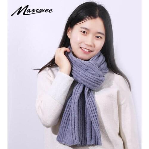 Winter Thick Wool Scarf For Women Men Outdoor Knitted Warm Fashion Female Solid Color Shawls and Wraps Soft Neck Warmer Scarves