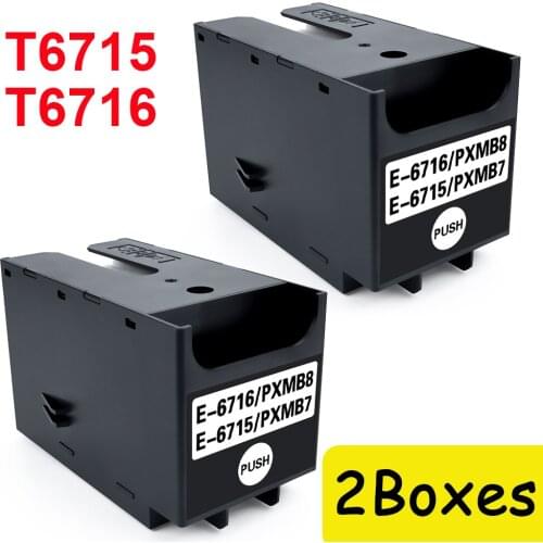1/2PK T6716 T6715 Waste Ink Tank Maintenance With Chip for Epson WorkForce Pro WF-4720 WF-C5210 C5290 C5790 M5299 M5799 PX-M780F