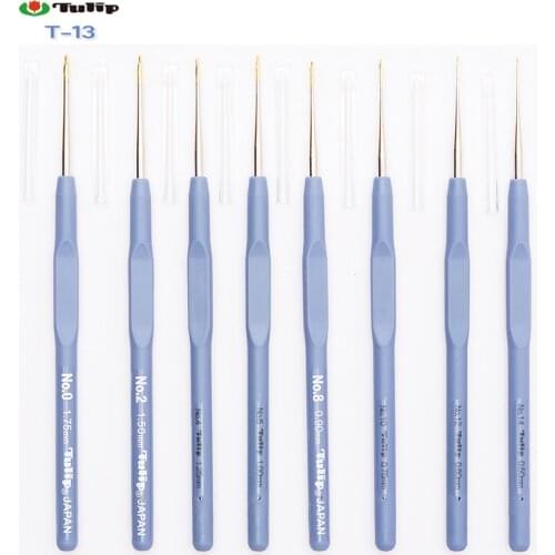 1PCS Japan ETIMO Hiroshima Tulip Blue Lace Crochet Hook Resin handle Knitting Needles Original authentic Imported 0.5-1.75mm