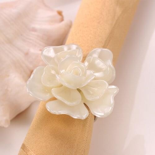 10pcs Fashion hotel restaurant white peony flower napkin ring soft model room napkin buckle mouth cloth ring