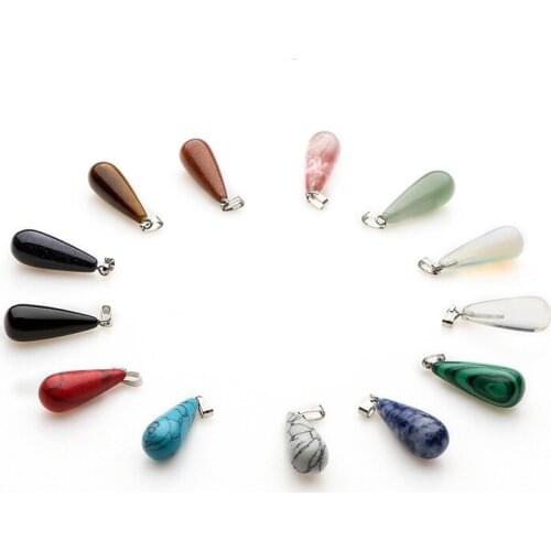 10x28mm Necklace Pendant 13 Colors For Your Choice Natural Stone Crystal Agate Turquoise Pendant Water Drop Shape Tear Pendant