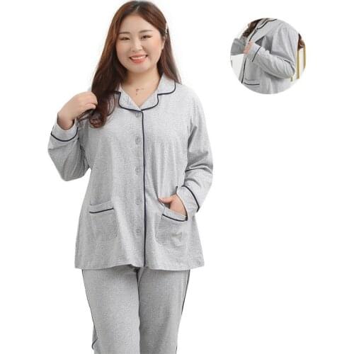 2pcs/set Pregnancy Pajamas Sleepwear Mother Lounge Clothes Maternity Long Sleeve Nursing Tops+pants Pajamas Suit Plus Size M-7XL