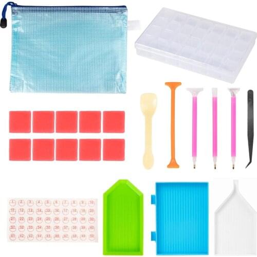 22Pcs/Set DIY Diamond Panting Tools Kits Diamond Embroidery Accessories Sets Drill Pen Clay Tray stylo sticker Storage Box set