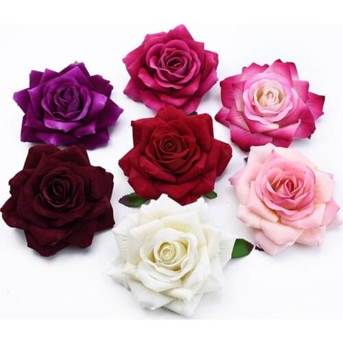 50PCS 10CM Big Roses Artificial Flower Home Decoration Christmas Wreaths Wedding Bridal Accessories Clearance Headwear Brooch