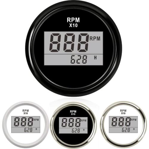 52mm Marine Digital Tachometer IP67 Waterproof Diesel Tachometer With Hourmeter 0~9990 RPM Display for Car boat accessories
