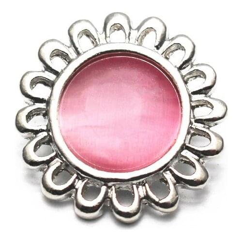 6pcs/lot Beautiful Flower Pink Snap Buttons Replaceable Accessories Fit 18mm/20mm DIY Snap Bracelet Jewelry Making