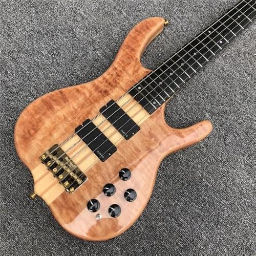 Factory Neck through body Ken Smith 5 strings Bass Guitar,Ebony fingerboard 9V active pickups Electric Bass Guitar