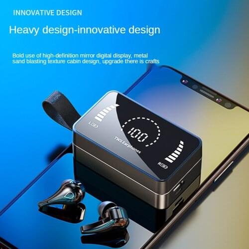 H3 cross border new wireless Bluetooth headset dual ear Chinese and English display private model TWS large screen mirror