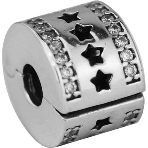 DIY Beads For Jewelry Making Starry Formation Clip Clear CZ Woman Beads For Original 925 Silver Bracelets Christmas Gift