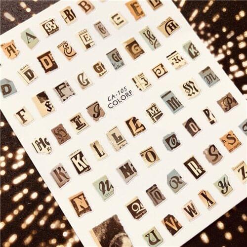 CA-105 letter FLOWER lavender 3d nail art stickers decal template diy nail tool decorations