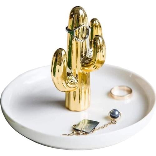 Cactus Ring Holder Dish for Jewelry, Ceramic Ring Holder Trinket Tray/Dish Great for Wedding Ring, Earring, Diamond Ring