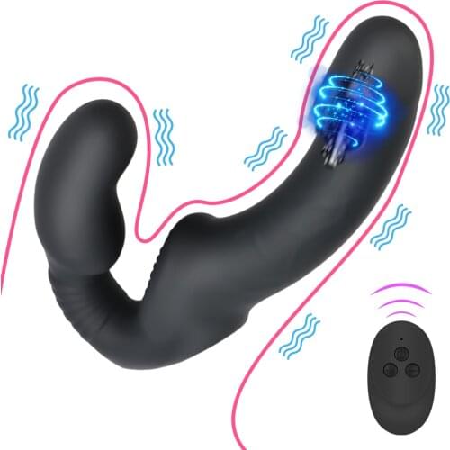 Dual Penis Head Strap-on Dildo Female Masturbation 10 Speeds Dildo Vibrator Sex Toys for Lesbian Wireless G Spot
