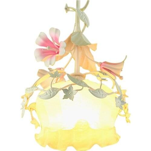 European Dining Room Pendant Lights Bar counter Glass Cloakroom Pendant Lamp Metal Flower Bedroom Study Room Hanging Lights