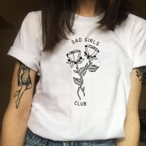 Sad Girls Club Women Tumblr Graphic Shirt Hipster Grunge Aesthetic Art T Shirt Summer Casual Shirt Sleeve Tee Tops FH91