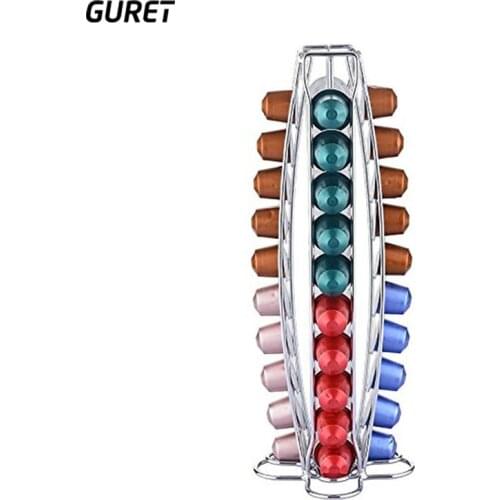 GURET 40pcs Coffee Capsules Stand Dispenser Coffee Pod Holder Tower Stand Fits Nespresso Capsule Storage Coffee Stand Cafe Tools