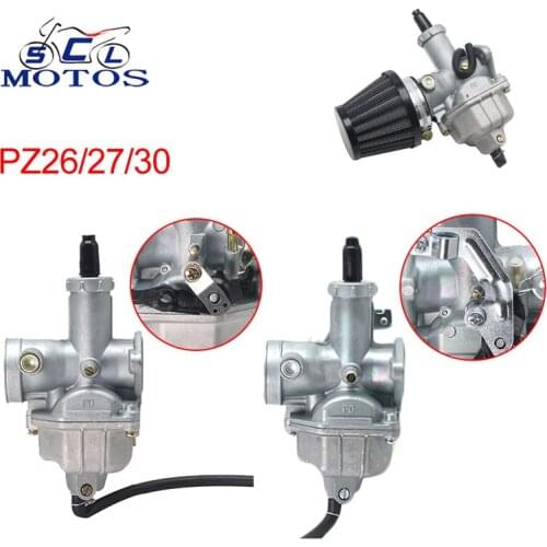 Sclmotos- PZ26 PZ27 PZ30 Carb Hand Cable Chock / Automatic Carburetor with Air Filter for 125cc- 250CC Dirt Pit bike ATV Quad