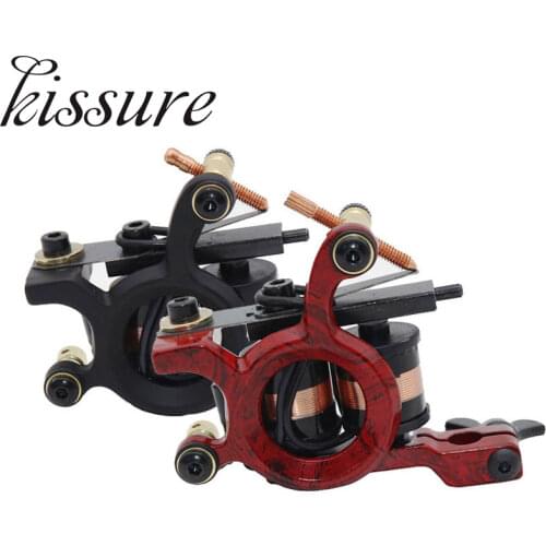 Kissure Wire Cutting 8 Wrap Coils Tattoo Machine For Liner And Shader Black/Red Color Iron Tattoo Supplies