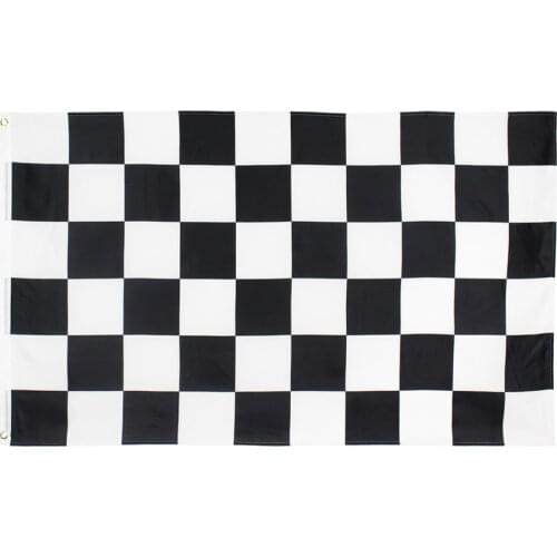Johnin black white square checkered Flag