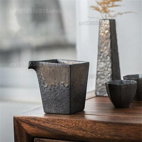 Japanese style creative ceramic square fair Cup Home Office personalized tea accessories gilt tea sea cup