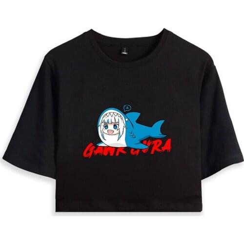 Gawr Gura High Street Dance Summer T-shirt Letter Printing Loose Casual Harajuku Street Style Streetwear T-shirt