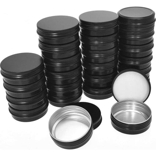 LUDA Aluminum Tin Cans - 40 Pack 1Oz / 30G Round Metal Tin Container Screw Top Cans Cosmetic Sample Containers Candle Travel T