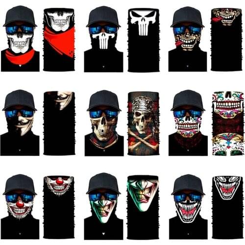 Skull Bandana Face Mask Multifunction Riding Face Cover Cool Punk Snood Warmer Outdoor Neck Tube Men Balaclava Head Scarf Biker