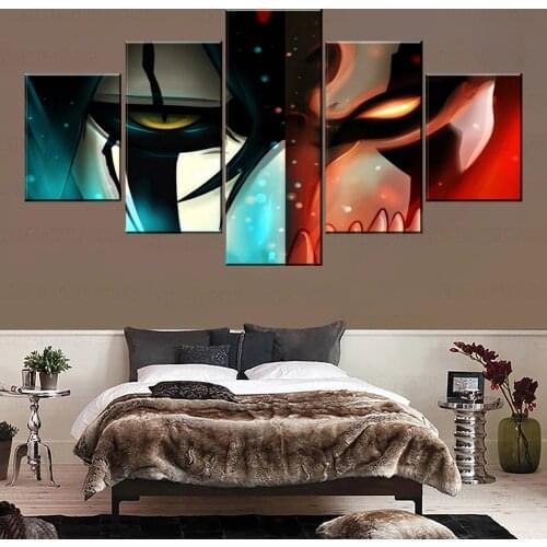 Modular Picture Modern Home Wall Decor 5 Panel Ichigo Kurosaki And Ulquiorra Cifer Painting Canvas Art Print Anime Bleach Poster