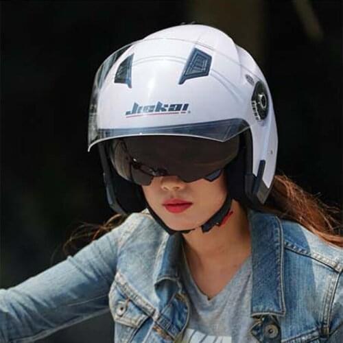 Motorcycle Men Women Retro Half Helmet Electric Bike Riding Double Lens Helmets Casco Go Kart Scooter Motor Van Casque Helmet