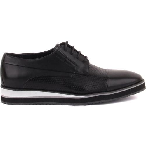 Sail-Lakers Black Leather Men 'S Classic Shoes