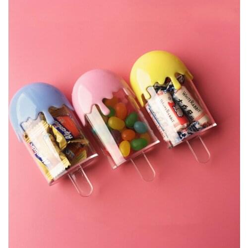 10Pcs Plastic Candy Box Ice Cream Stick Children Cute Candy Box Baby Birthday Case Transparent Candy Container Baby Shower Favor