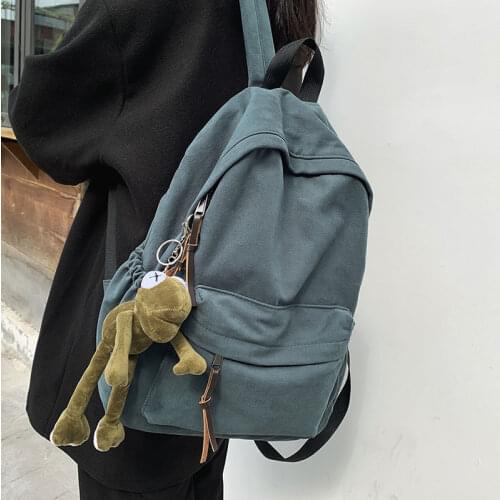 HOCODO Solid Color Classics Womens Backpack Female Casual Fashion Pendant Backpack Simple Shoulder Backpack For Teenager Girls