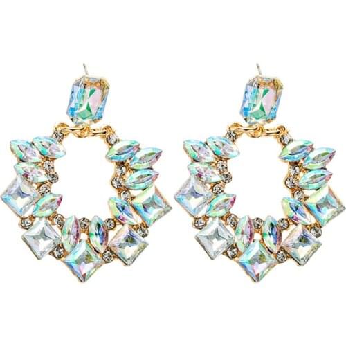 Fashion Boho Crystal Earrings For Women New Rhinestone Statement Pearl Drop Earrings Geometric Crystal Dangle Earrings