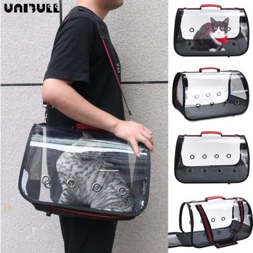 Foldable Cat Bag Breathable Portable Pet Carrier Bag Outdoor Travel Handbag for Cat Dog Transparent Space Pet Travel Carry Dog