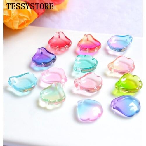10pcs Czech Flower Petals Lampwork Beads Multi Gradient Color Glass Beads For Jewelry Making Earrings Handmade DIY Accessories